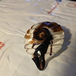 Handmade Swirl Glass Pendant in Clear, Brown & Gold